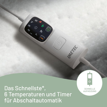 Imetec Adapto Recreo | Electric Heating Pad, 150 x 160 cm, Fast Heating, Customizable Temperature, Hypoallergenic, Quilted, Washable Fabric, Made in Italy, 6 Temperature Settings.