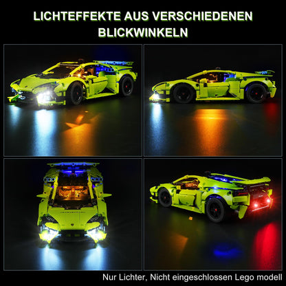 Cooldac LED Light Kit Compatible with Lego 42161 Lamborghini Huracán Technic, Creative Decorative Lights Set Compatible with Lego Technic 42161 Lamborghini Huracan Building Blocks Model.