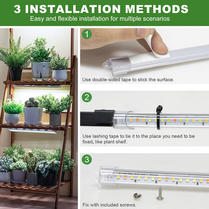 Kullsinss Plant Lamp, Red & White Plant Lamp LED Full Spectrum, Grow Light with 120 LEDs, Plant Light with Auto ON/Off Timer 6/12/16H, 5 Brightness Levels, 3 Light Modes (2 Pieces)