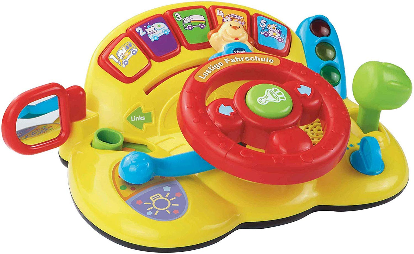 Vtech Baby Funny Driving School - children's toy with 3 game modes, colorful buttons, and music - for children aged 12-36 months.