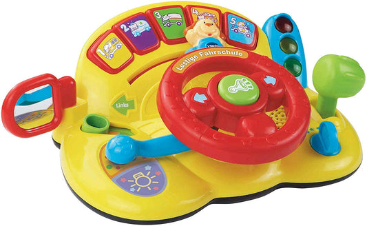 Vtech Baby Funny Driving School - children's toy with 3 game modes, colorful buttons, and music - for children aged 12-36 months.