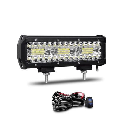 Willpower 9 inch 180W Led Work Light Bar 12V 24V Led Headlight Waterproof Floodlight Spot Combo for Offroad Car Tractor Additional Headlight Reverse Light with Wiring Harness