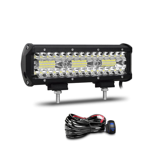 Willpower 9 inch 180W Led Work Light Bar 12V 24V Led Headlight Waterproof Floodlight Spot Combo for Offroad Car Tractor Additional Headlight Reverse Light with Wiring Harness