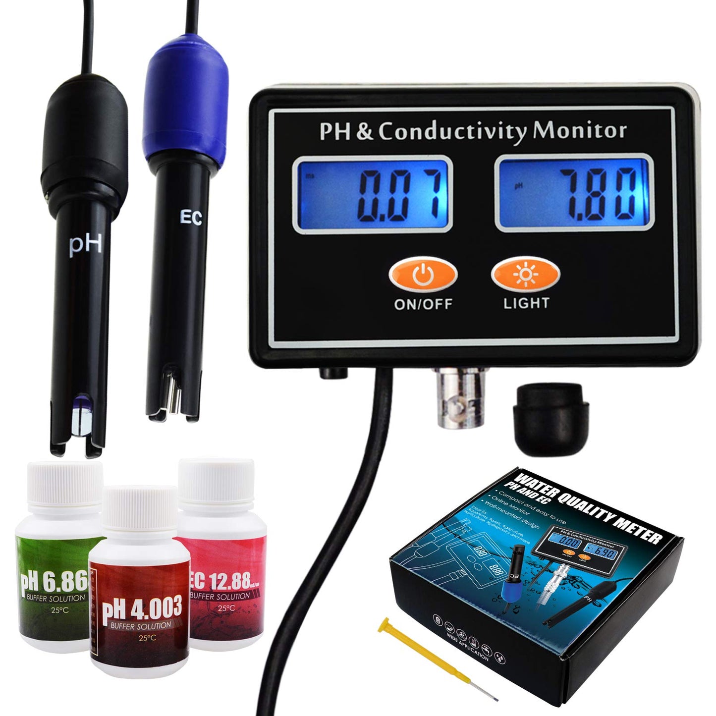 pH/EC conductivity meter with ATC Water Quality Tester 0.0-14.0pH / 0~19.99ms/cm Aquarium, Hydroponic Tool