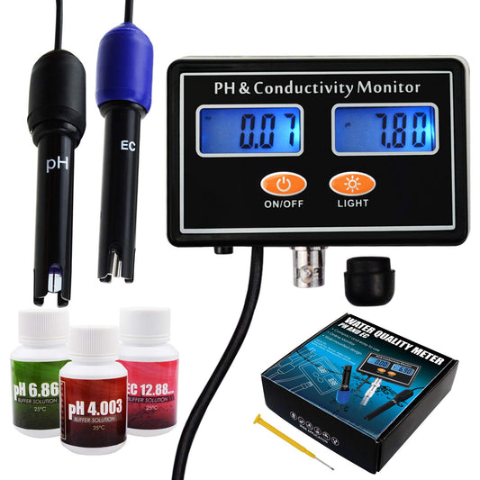 pH/EC conductivity meter with ATC Water Quality Tester 0.0-14.0pH / 0~19.99ms/cm Aquarium, Hydroponic Tool
