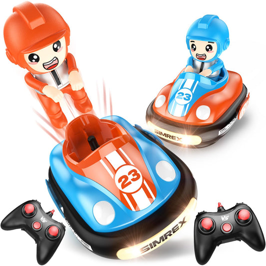 SIMREX Remote Control Car 2 Pack, Remote Control Bumper Cars for Kids with LED Lights, Sound, Battle Stunt Cars, perfect RC Bumper Cars Toddler Toy for Ages 3+ years old Boys Girls