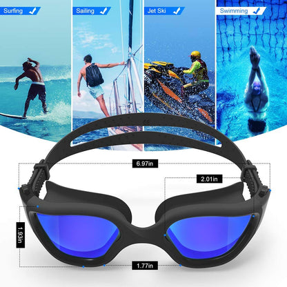 ZIONOR Polarized Swim Goggles for Men and Women [UPGRADE], G1 Swim Goggles with Mirror/Smoke Lens UV Protection Anti Fog Adjustable Strap Comfort Pro Swim Goggles for Adults Teens.