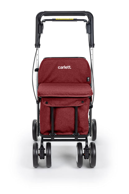 Carlett - Lett800 Comfort Move | Shopping Trolley | 4-Wheel Folding Shopping Cart | Class I Medical Device | Detachable Bag 29 l/15 kg | Rollator with Seat | Storage Compartment | Red.
