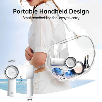 JISULIFE Turbo Handheld Fan Battery [16 Hours Long Working Time] 4000mAh Portable Mini Fan USB Rechargeable with 5 Speeds for Travel/Outdoor/Home/Office - White