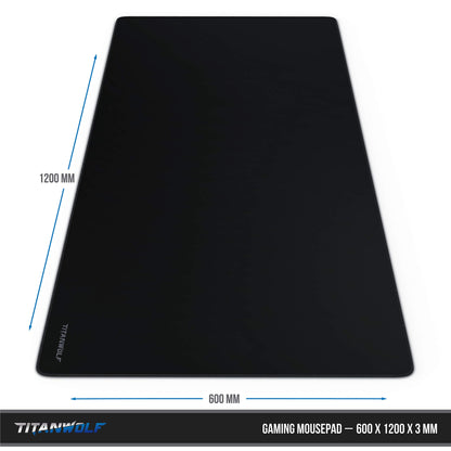 Titanwolf - Oversize Mousepad Gaming Titanwolf 1200x600mm XXXL Mousepad large with motif desk pad Large Size - improves precision and speed XXL e.g. for Logitech mouse and keyboard.