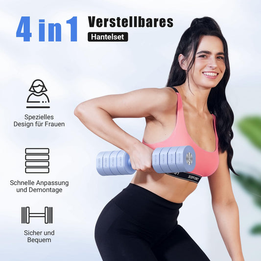 MERACH Dumbbells, 2-piece set, adjustable, 4 in 1 set for women, 1-4KG adjustable weights, dumbbells for strength training, fitness, home gym, gift- Blue