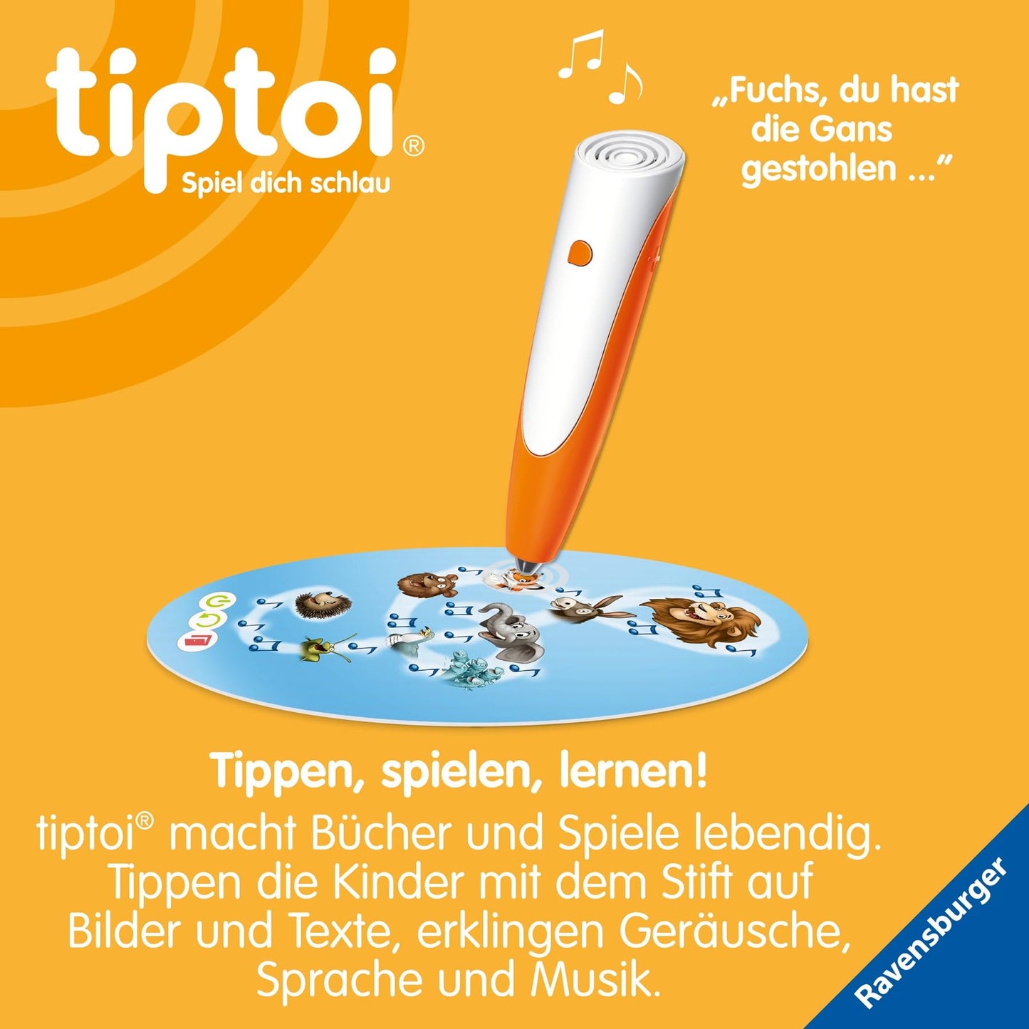 Ravensburger tiptoi Pen with Song Table 00233 - The playful learning system, educational toy for children aged 2 and up - with tiptoi pen