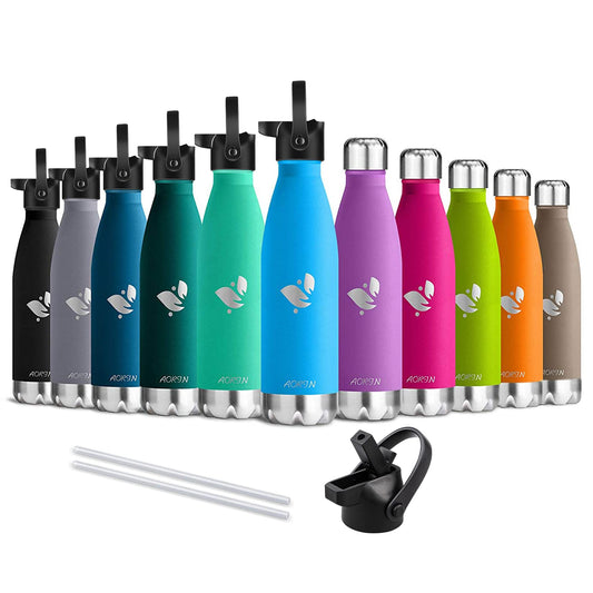 AORIN Vacuum Insulated Water Bottle - 500ml - BPA-Free, 24 Hrs Cold & 12 Hrs Hot, Ideal Thermos Bottle for Kids, School, Sports, Outdoor, Bike, Fitness