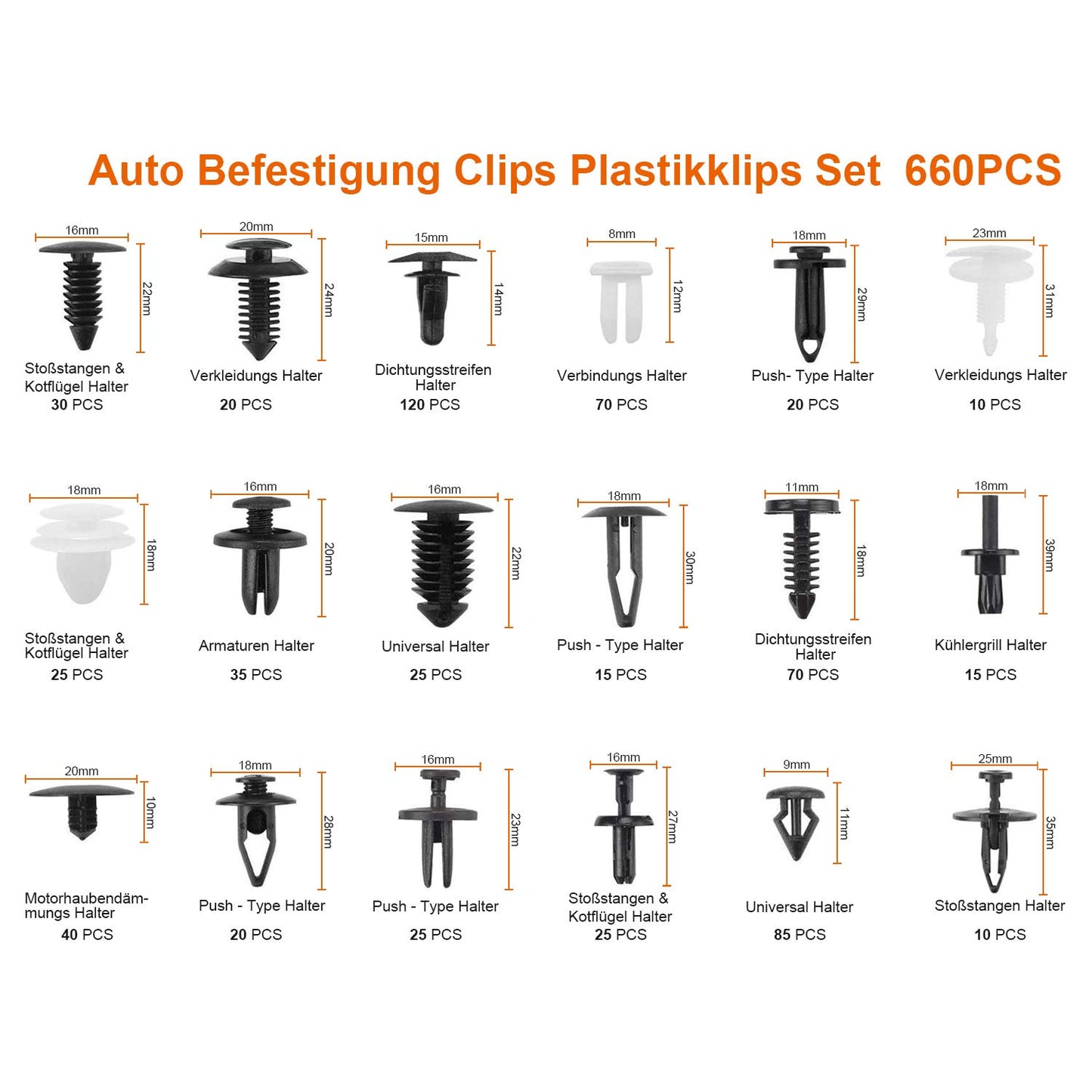 Automotive Tool, 716 Pieces Car Fastener Clips, Universal Door Panel Clips Bumper Trim Plastic Fasteners Set with Removal Tools, Sponge Cushion, and Cable Ties.
