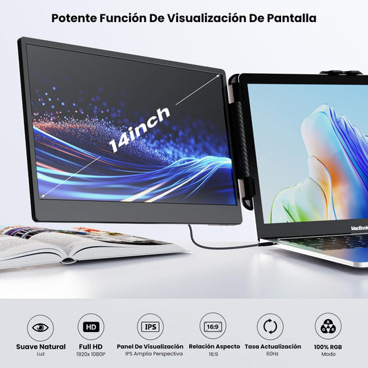 SMISEACOW Portable Monitor S2 - Mobile laptop screen extension 14 inch FHD 1080P portable monitor laptop screen extender HDMI extension