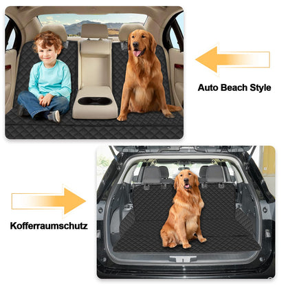 GARELF Dog Blanket for Car Back Seat, Durable Car Seat Cover for Dogs (134x118cm) with 1 Elastic Dog Seat Belt, Scratch-Resistant & Waterproof Hammock for Pets Fits All Trucks, Cars, SUVs.