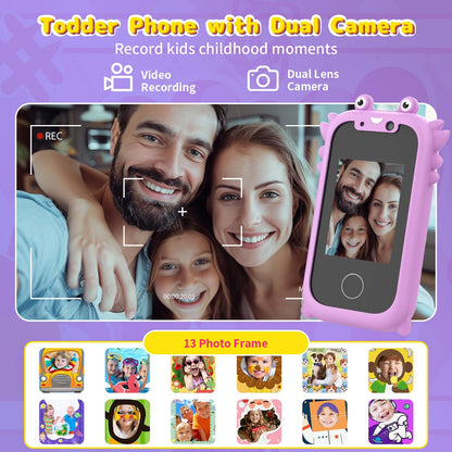 Ashfly Children's Mobile Phone, 2.4" Kids Smartphone with Touchscreen, 1080 HD Dual Camera, SD Card, 13 Games, Unicorn Gifts Toy for Kids aged 3-10, Purple.