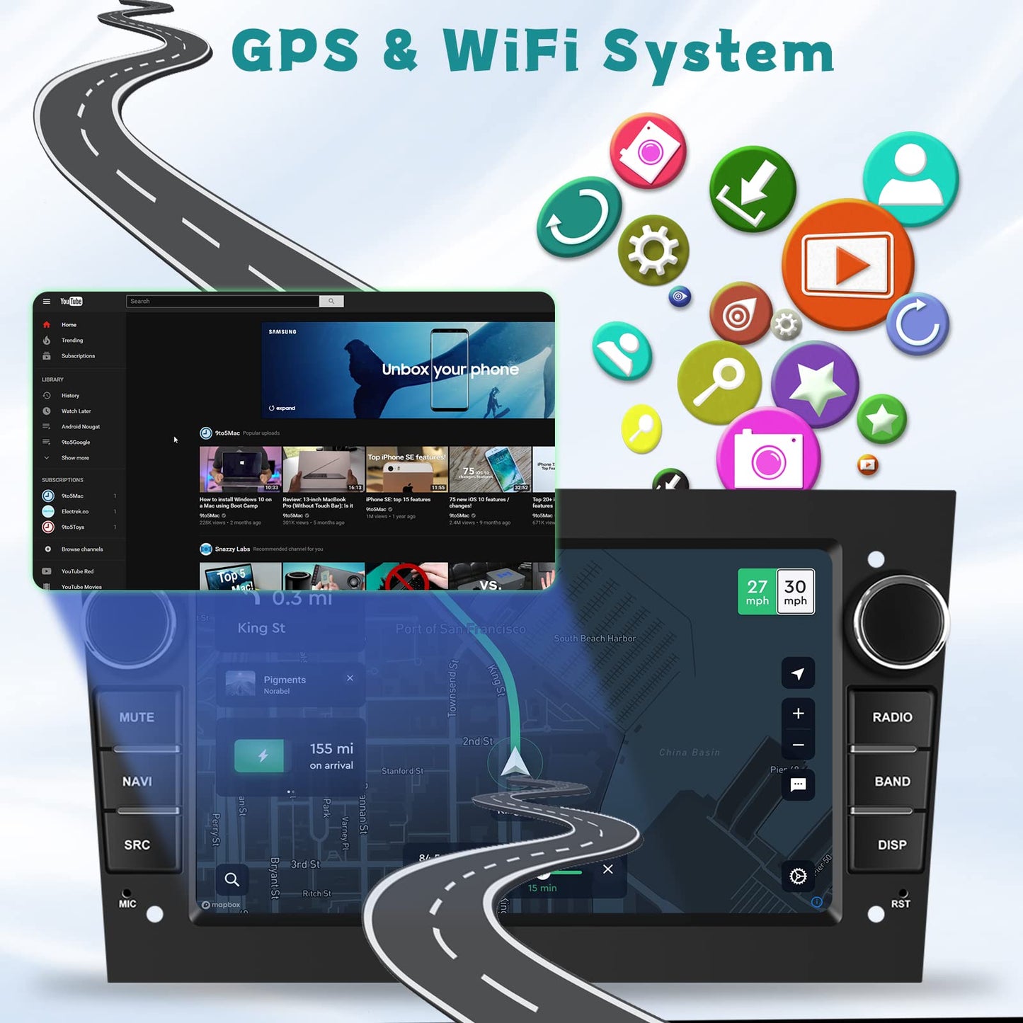 1+32GB Android 13 Car Stereo with Wireless Carplay Android Auto for Opel Corsa Astra Vectra Zafira Meriva Vivaro 2 DIN with 7-inch screen with Navigation Bluetooth WiFi FM/RDS + AHD Reverse Driving