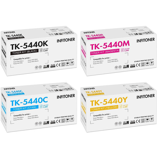 INFITONER TK-5440 TK5440 Compatible for Kyocera Ecosys MA2100cwfx PA2100cwx PA2100cx MA2100cfx Toner MA2100 PA2100 TK 5440 TK-5440K TK-5440C TK-5440Y TK-5440M Black Cyan Magenta Yellow, 4-Pack
