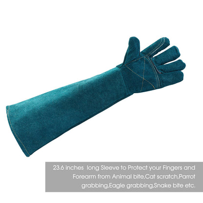AOWPFVV gloves for handling animals, 60 cm/ 23.6 inch Anti-Bite work gloves for welding, caring for, handling dog/cat/bird/snake/parrot/lizard/reptiles.