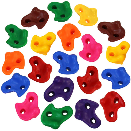 ALPIDEX Children's Climbing Holds colorful 5/10/15/20/30 pieces Climbing Stones including mounting material, loadable up to 200 kg, suitable for indoor and outdoor use - 20 pieces