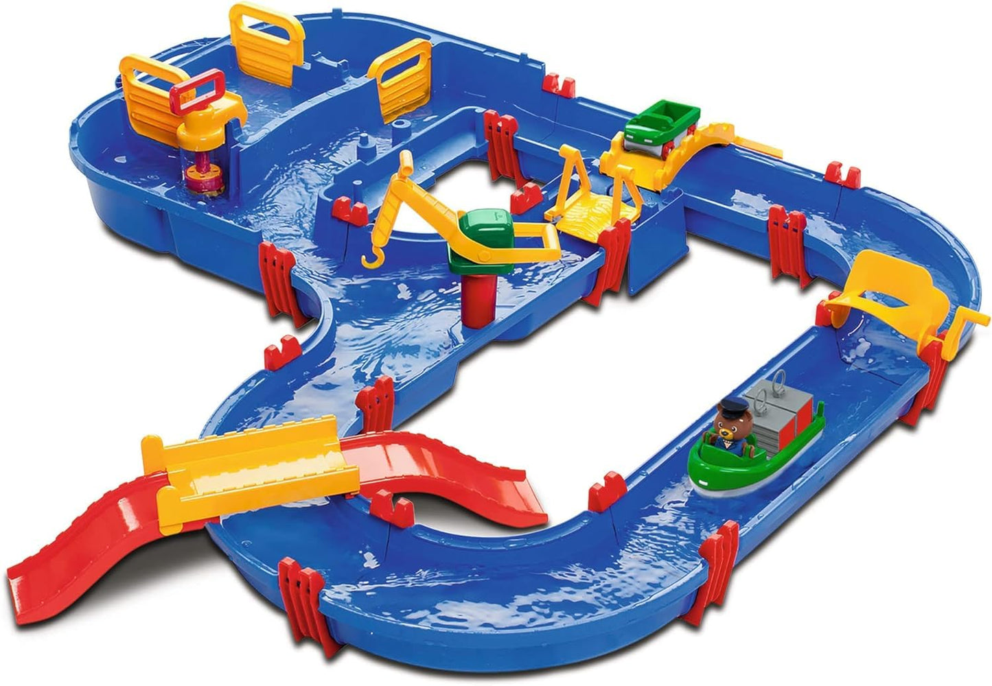 AquaPlay - Waterway Set Mountain Lake - 42-piece game set with Mountain Lake & MegaBridge - Waterway set with 3 play stations and 49 pieces