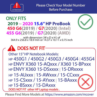 mCover hard shell for 15.6-inch HP ProBook 450/455 G7 / G6 Series (not compatible with older HP ProBook 450/455 G5 Series) Notebook PC Black