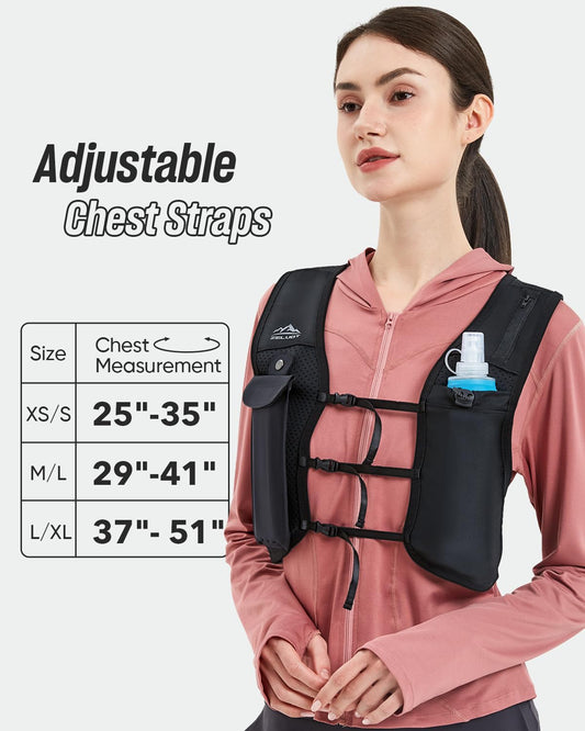 Zelvot running vest for men and women, European original patent, Adjustable chest straps, Hydration vest for running with 500ml water bottle, Reflective hydration pack with phone holder (Pink, XS/S)