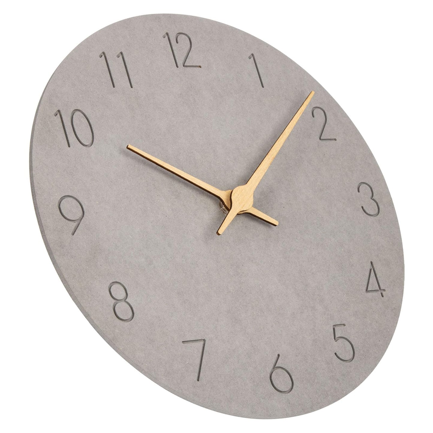 Warminn MDF Wood Wall Clock Silent Modern 30cm Quartz Large Battery Operated Clock Easy to Read for Room Home Kitchen Bedroom Office School (Gray)