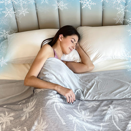 VK·LIVING Cooling Blanket for Bed & Heat-Stricken - Double-Sided Cooling Blanket with Q-Max 0.42 and Tropical Pattern, Lightweight Breathable Summer Blanket against Night Sweats for Sofa, Travel, 130x150cm Gray