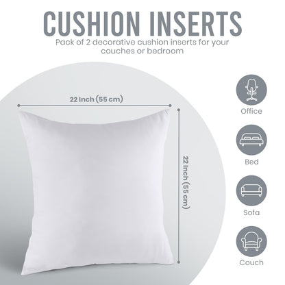 Utopia Bedding 4-Pack Pillow Inserts 55 x 55 cm, Decorative Square Throw Pillow Inserts, Cushion Stuffer (White)