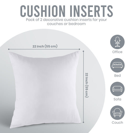 Utopia Bedding 4-Pack Pillow Inserts 55 x 55 cm, Decorative Square Throw Pillow Inserts, Cushion Stuffer (White)