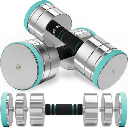 Dripex Dumbbells Set Adjustable Dumbbell 2x10kg, Steel Dumbbells included. 2.5kg 5kg 7.5kg 10kg 15kg 25kg 30kg 50kg Fitness Dumbbells 20 KG with Foam Grip for Home