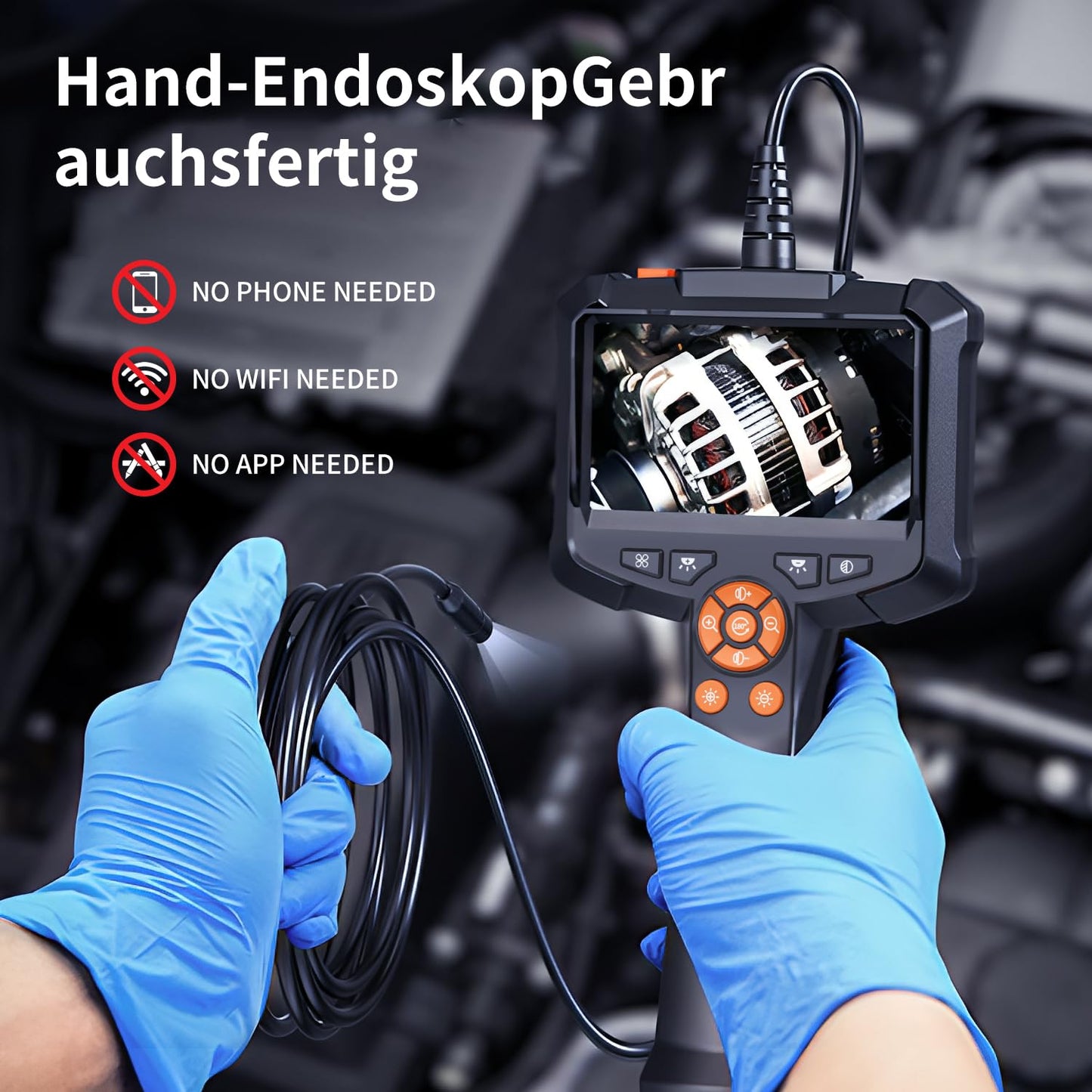 Endoscope camera with light, Qimic endoscope camera for mobile phones 8mm IP67 inspection camera, 4.3" HD pipeline camera with 8 LEDs, waterproof channel camera for tools.