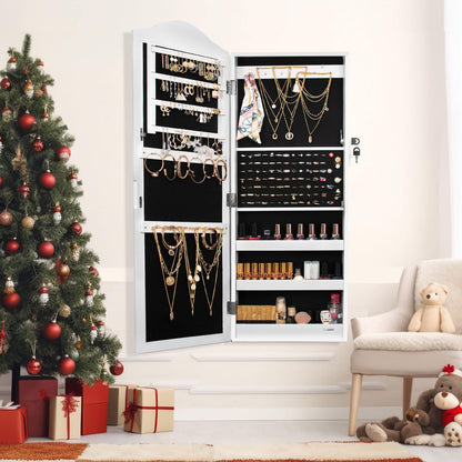 Ezigoo Large Jewelry Cabinet with Mirror - High capacity for jewelry storage, wall mountable and secure