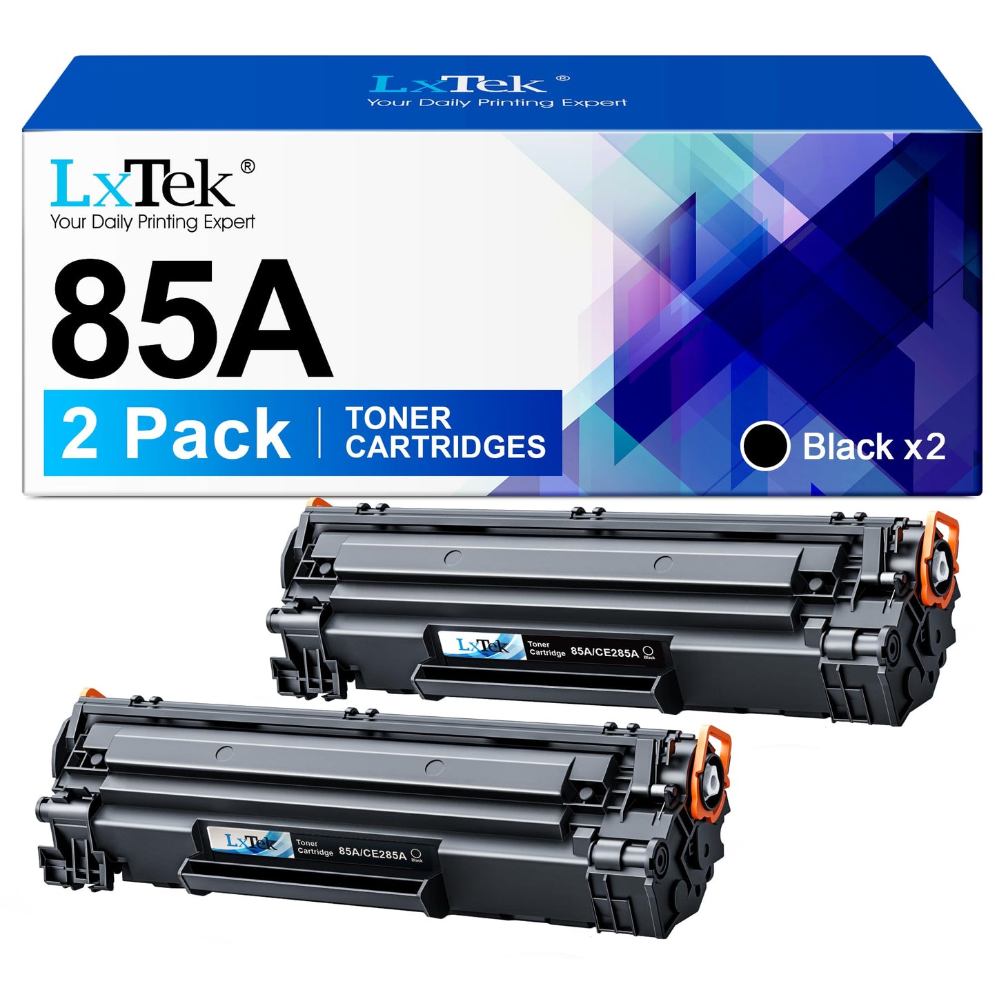 LxTek CE285A 85A compatible toner for HP Laserjet P1102W P1102 M1212NF M1132MFP M1217NFW M1212 M1132 M1210 M1210MFP P1109 (Black, 2-Pack)