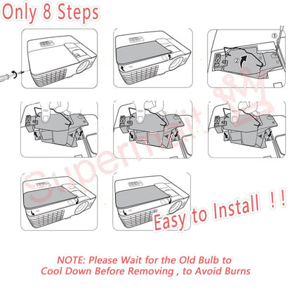 Supermait ET-LAV400 ET LAV400 ETLAV400 A+ Quality Replacement Projector Lamp Bulb with Housing Compatible with PANASONIC PT-VW530/VW535N/VX600/VX605N/VZ570/VZ575N (Multipurpose)