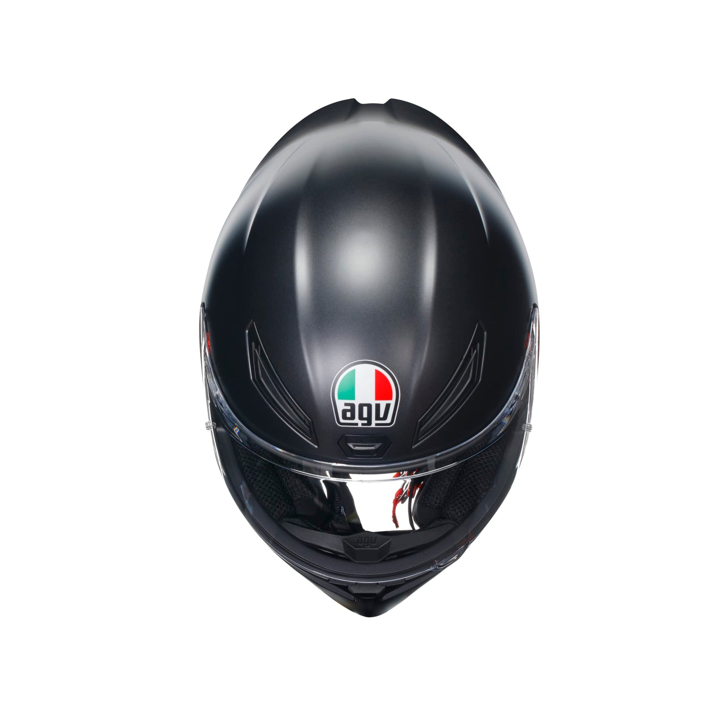 AGV - K1 S E2206 motorcycle helmet, men's ECE full-face motorcycle helmet, racing style with aerodynamic spoiler, scratch-resistant visor, 190° field of view, with intercom ready, matte black.
