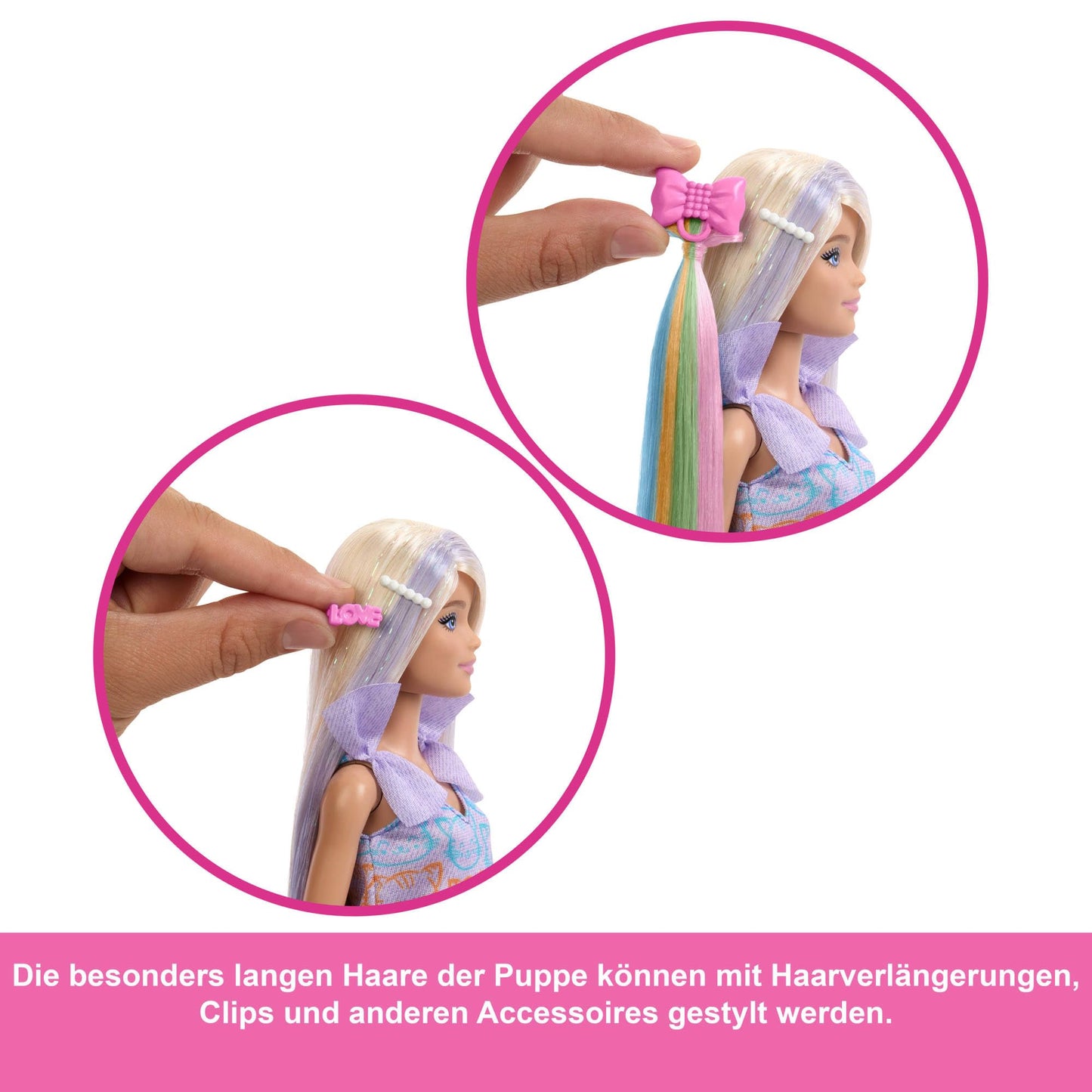 Barbie Fun & Fancy doll with accessories, fashion doll with extra long blonde hair and 2 looks, including silver metallic dress and hair extensions, JCT72, [Multicolor]