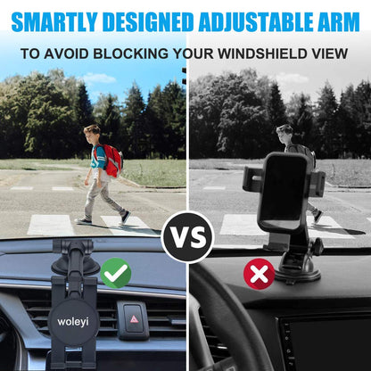 woleyi Tablet Holder for Car Dashboard, Car Tablet Phone Mount with Suction Cup Telescopic Arm for iPad Pro 9.7, 10.5, 11 / Air Mini 5 4 3 2, Galaxy Tabs, iPhone Series 4-11" Phones and Tablets