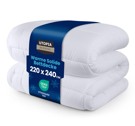 Utopia Bedding Comforter 220 x 240 cm, Duvet 370 GSM Filling, Plush Comforter, All Season Duvet, Quilted Comforter, Alternative Comforter, Super Soft Cozy (White)