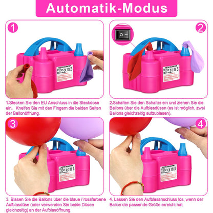 HELESIN Electric Balloon Pump, 600W Portable Balloon Inflator with 2 Inflation Modes, Balloon Blower for Birthday, Party, Christmas Decorations.