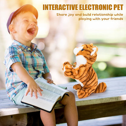 Interactive electronic plush cat toy - Update Touch Control Meow Kitten with LED eyes, electronic robot cat toy gifts for boys & girls children's birthday Christmas
