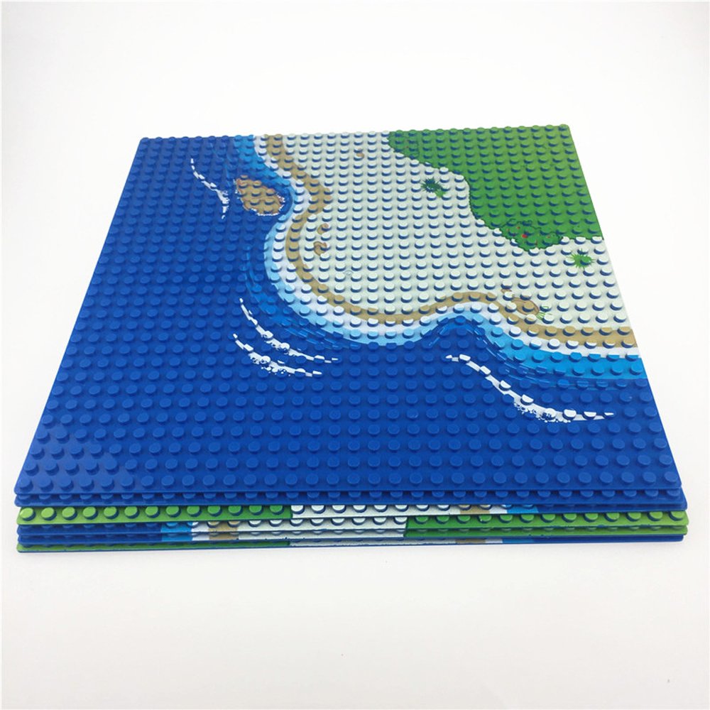 Modbrix Building Blocks Island 6 x Baseplate Island Plate Set 32 x 32 Stud Building Plate, 25.5 x 25.5 cm