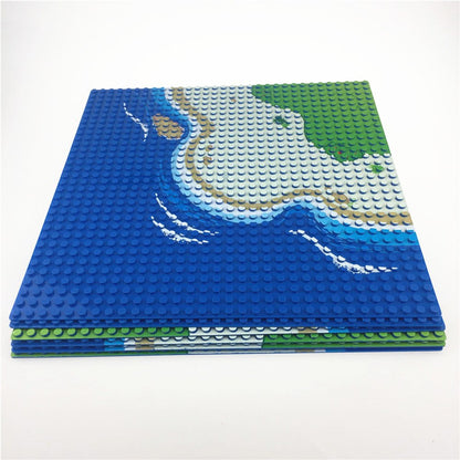 Modbrix Building Blocks Island 6 x Baseplate Island Plate Set 32 x 32 Stud Building Plate, 25.5 x 25.5 cm