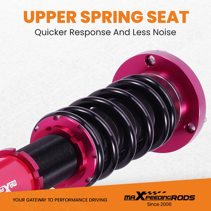 maXpeedingrods suspension coilover for E46 3 Series 98-06 adjustable hardness 320d, 330d Red.