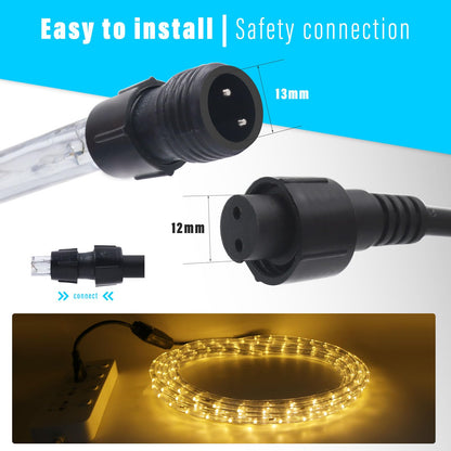 KISUFU 5M LED Strip Rope Lights, 220V LED Light Tube Outdoor, 240 LEDs/m Indoor Warm White LED Fairy Lights for Garden Decoration, Outdoor LED Lights Waterproof LED Tube