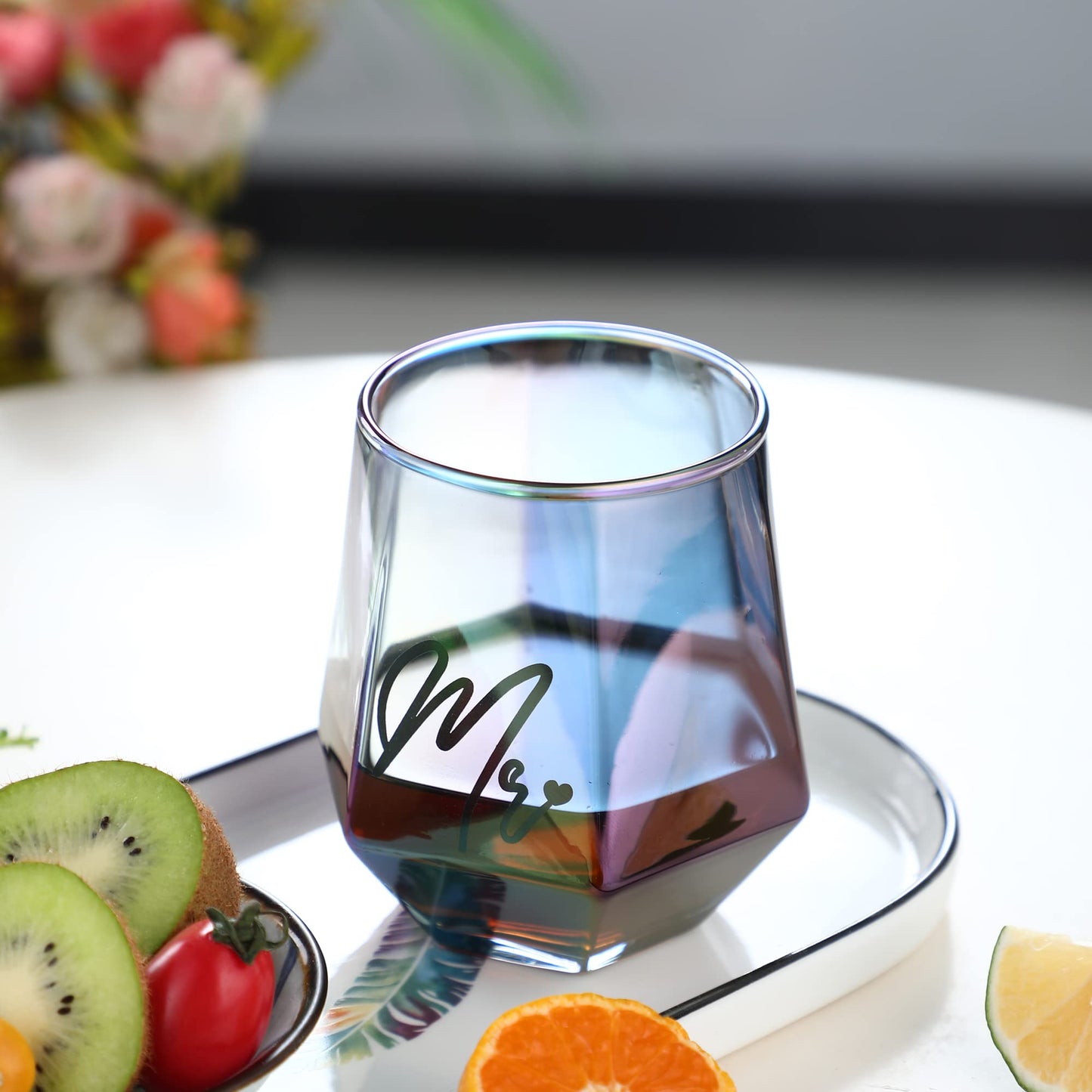Iridescent Mr and Mrs wine glasses gifts, wedding gifts, engagement gifts for couples, bridal shower gift, anniversary gift for his and hers, gifts for bride and groom.