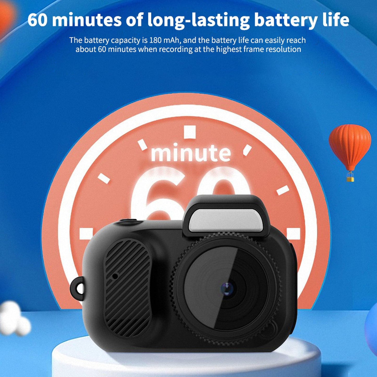 Sxhlseller Small Digital Camera - 0.96 Inch Screen FHD 1080P 30fps Video Camera with Hanging Chain, Rechargeable Keychain Camera for Kids Students Girls