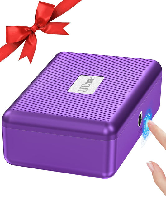 AICase Biometric Storage Box with fingerprint, portable, for cash, jewelry, security lock, combination lock for car, home, office, travel_2